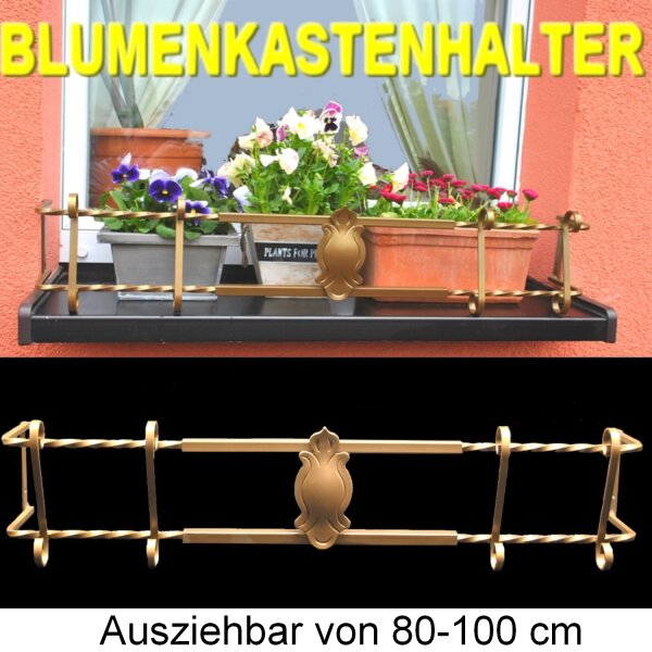 BLUMENKASTENHALTER GOLD 80-100 CM FÜR FENSTERBANK AUSSEN HALTER