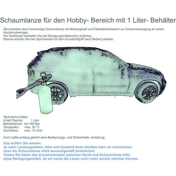 Schaumlanze Schaumkanone Düse Injektor Nilfisk Alto Stihl Wap Aqua