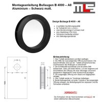Bullauge B4000 A8 Rundfenster Aluminium schwarz matt Ø 35 cm Glas klar 0180-0142-A8