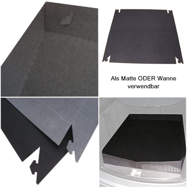 Kofferraumwanne Teppich 110 x 100 cm schwarz 3mm dick