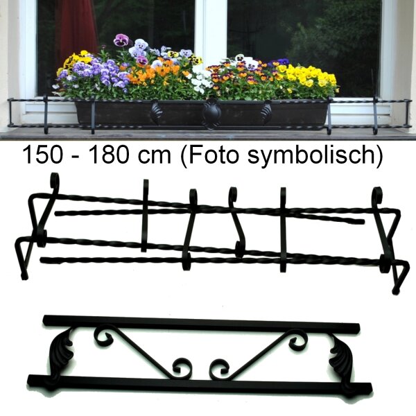BLUMENKASTENHALTER SCHWARZ 155-180 cm FÜR FENSTERBANK AUSSEN HALTER 8A