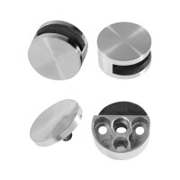 4x Spiegelhalter Ø27x14mm Glashalter 4-6mm in 2 Oberflächen auswählbar Edelstahl-Optik oder Chrom