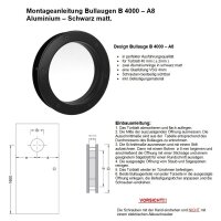 Bullauge B4000 A8 Rundfenster Aluminium schwarz matt Ø 40 cm Glas matt 0180-0163-A8