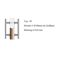 Türgriff Sauna Stoßgriffe Griffstange Holztür Kombi Holz Edelstahl Eiche 50cm