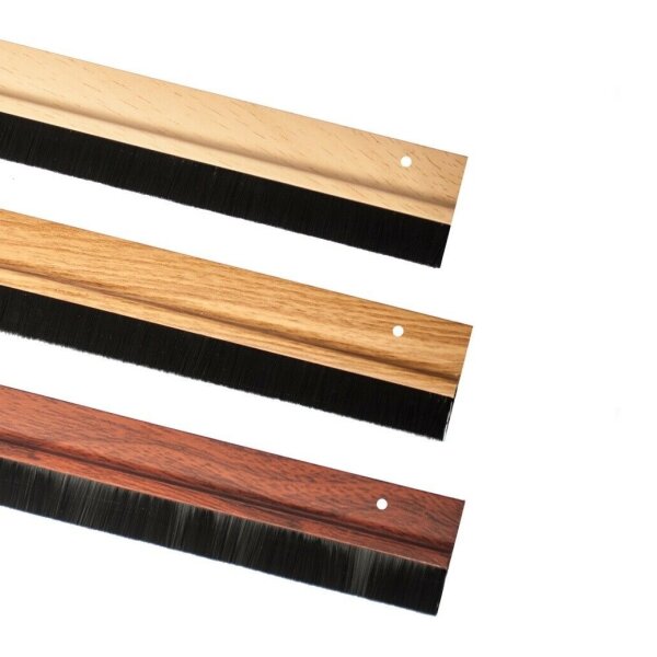 Türbodendichtung Bürstendichtung in 3 Holzfarben zum Schrauben oder Kleben auswählbar Mit Klebeband Dunkelbraun