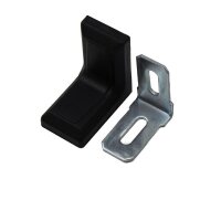 10x Stuhlwinkel 30x30x18mm mit Kunststoff Abdeckung Möbel Winkel Flachwinkel schwarz