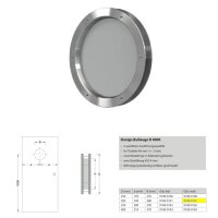 Bullauge 30cm aus gebürstetem Edelstahl für Wandstärke 40 +/- 2 mm 30 cm Glas Matt